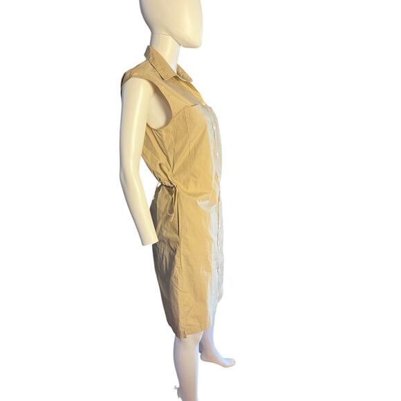 Gap Khaki Tan Cotton Poplin Sleeveless Cutout Back Collared Shirt Dress XS - Picture 4 of 6